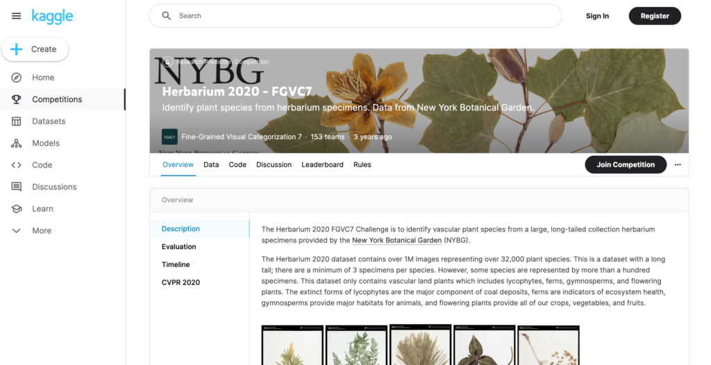스마트팜과 생물 다양성 보전을 위한 머신러닝: 허바리움 식물 종류 분류 대회 (Herbarium 2020 - FGVC7) | 캐글 (Kaggle)