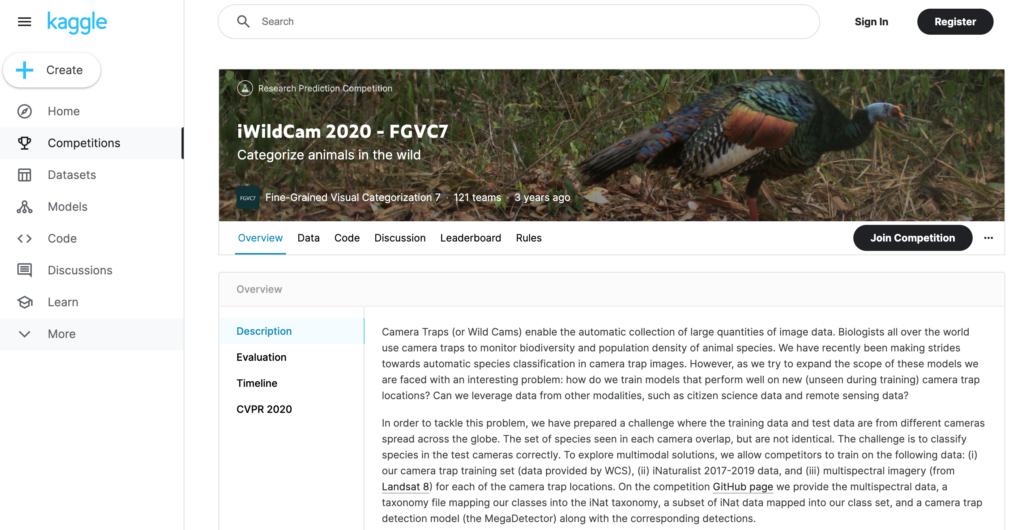 스마트팜과 생태계 모니터링의 새로운 도전: 야생동물 종류 분류 대회 (iWildCam 2020 - FGVC7) | 캐글 (Kaggle)